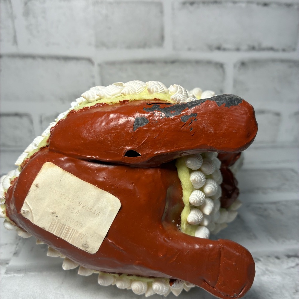 White and Brown Sea Shell-Covered Rabbit Sculpture - Picture 7 of 7